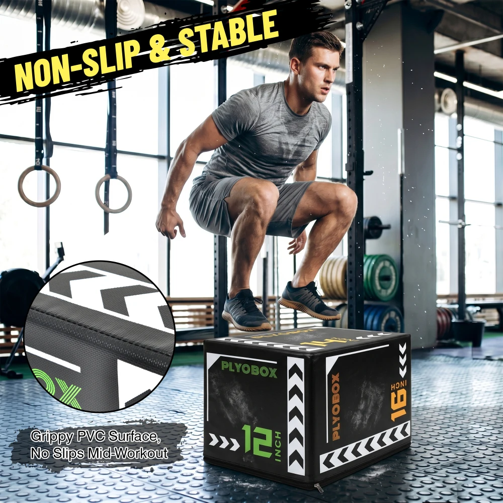 Ye 3-in-1 Foam Plyometric Jump Box 12 14 16 Inch Multi-Height - close-up detail