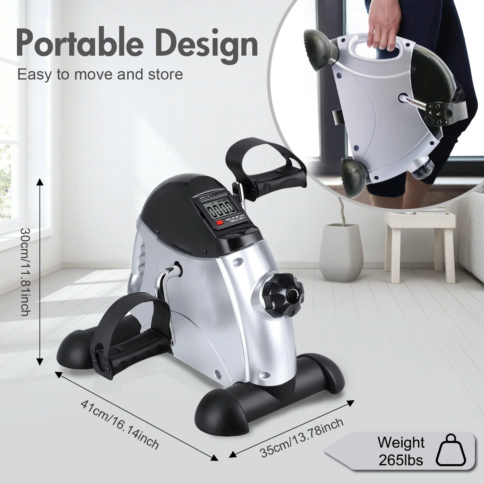 Under-Desk Pedal Exerciser – Motorised Mini Bike with LCD for Legs & Arms - color options