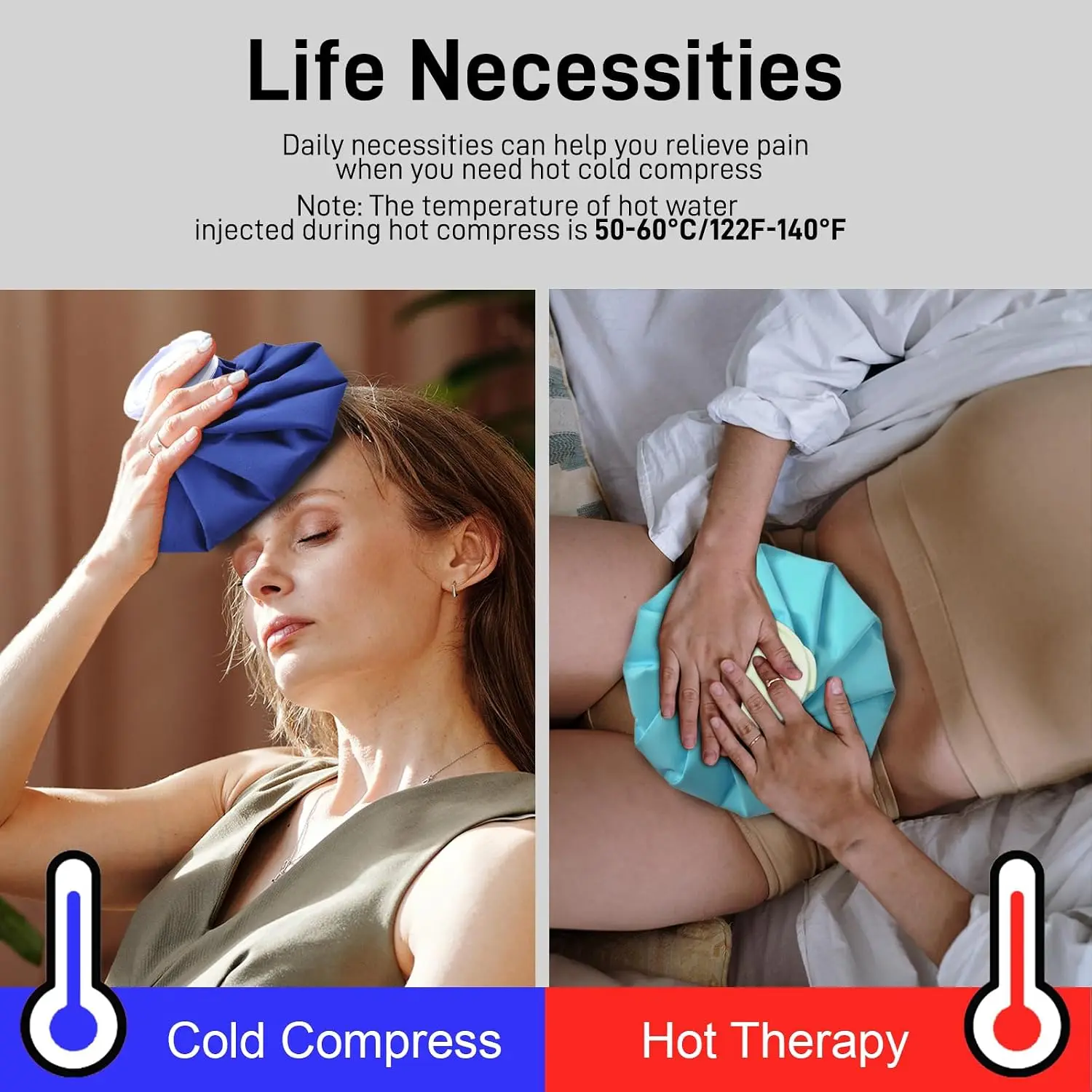 Ice Pack for Injuries Reusable Bag 9" Hot Water Cold Therapy - size and dimensions