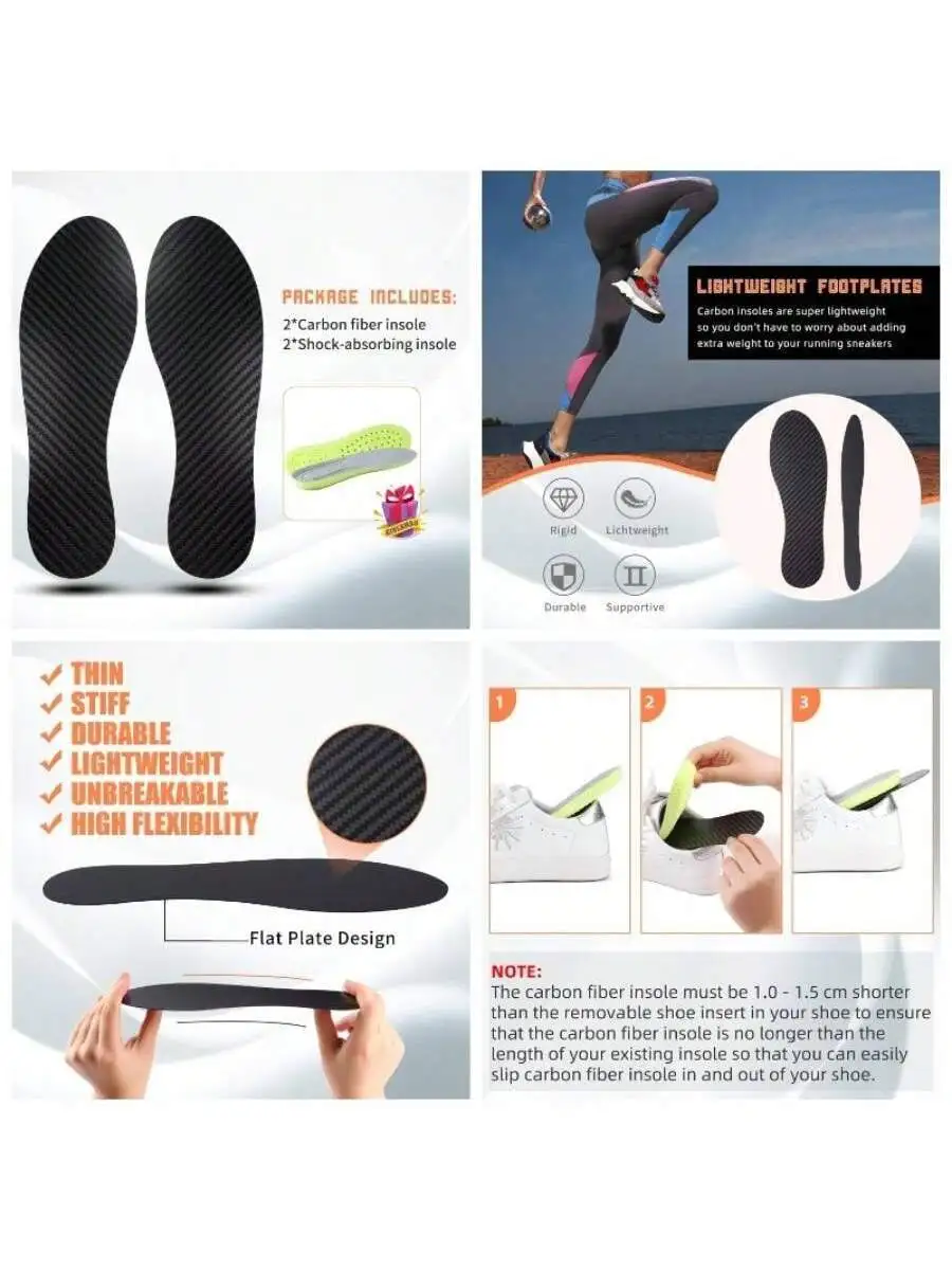 Carbon Fiber Insoles – Rigid Shoe Inserts for Turf Toe & Forefoot Pain - packaging