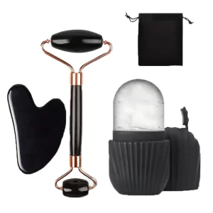 Ice Face Roller & Gua Sha Set - Cold Facial Massage & De-Puffing Tool