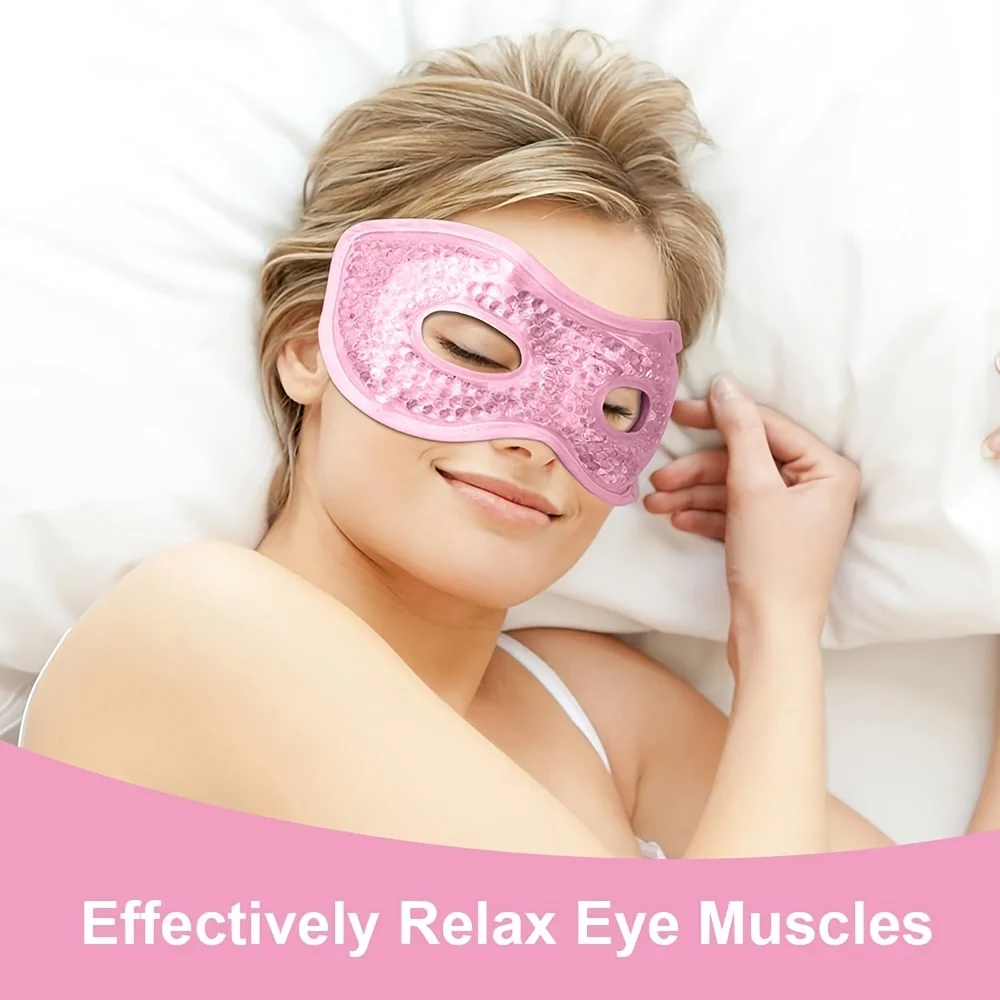 Cooling Gel Eye Mask – Reusable Hot & Cold Compress with Eye Holes - in use
