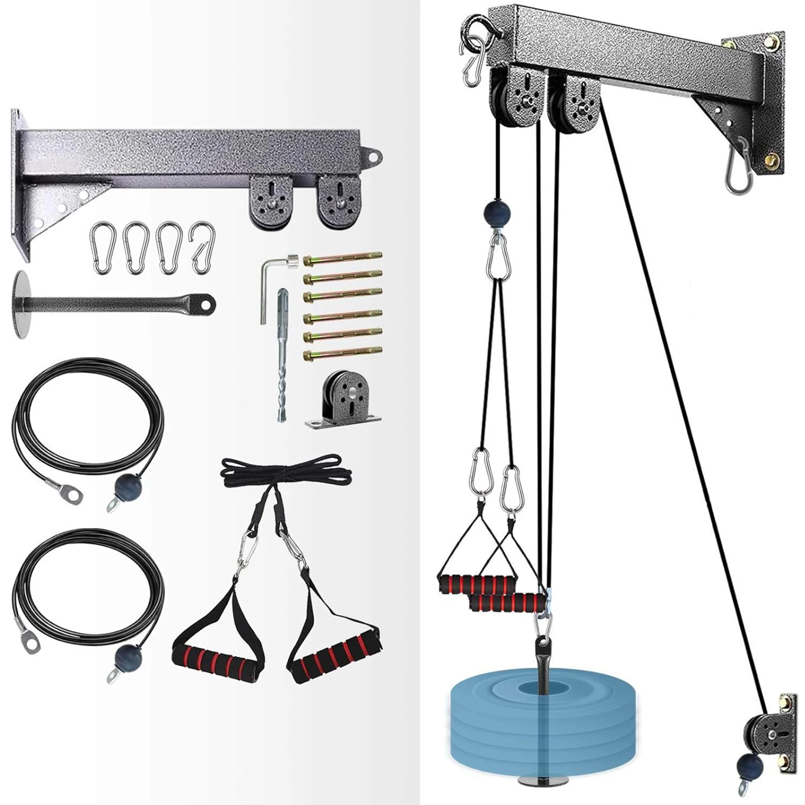 Wall-Mounted Lat Pulldown – Cable Pulley System with Handles