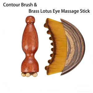 Lymphatic Contour Brush & Brass Eye Massage Stick – Facial Massage Set