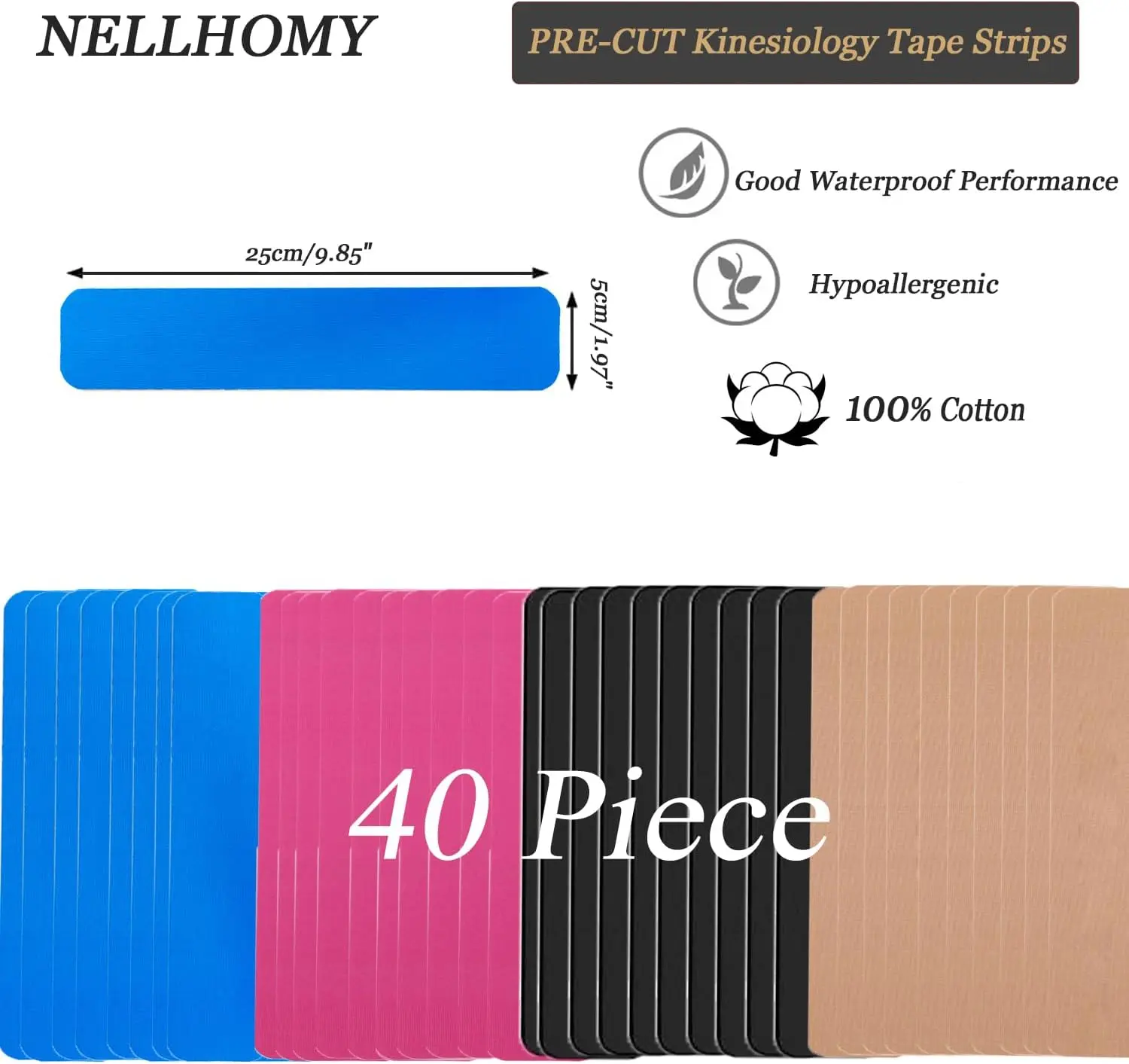 Kinesiology Tape 80pcs Precut Elastic Cotton Strips – Muscle & Joint Support - in use