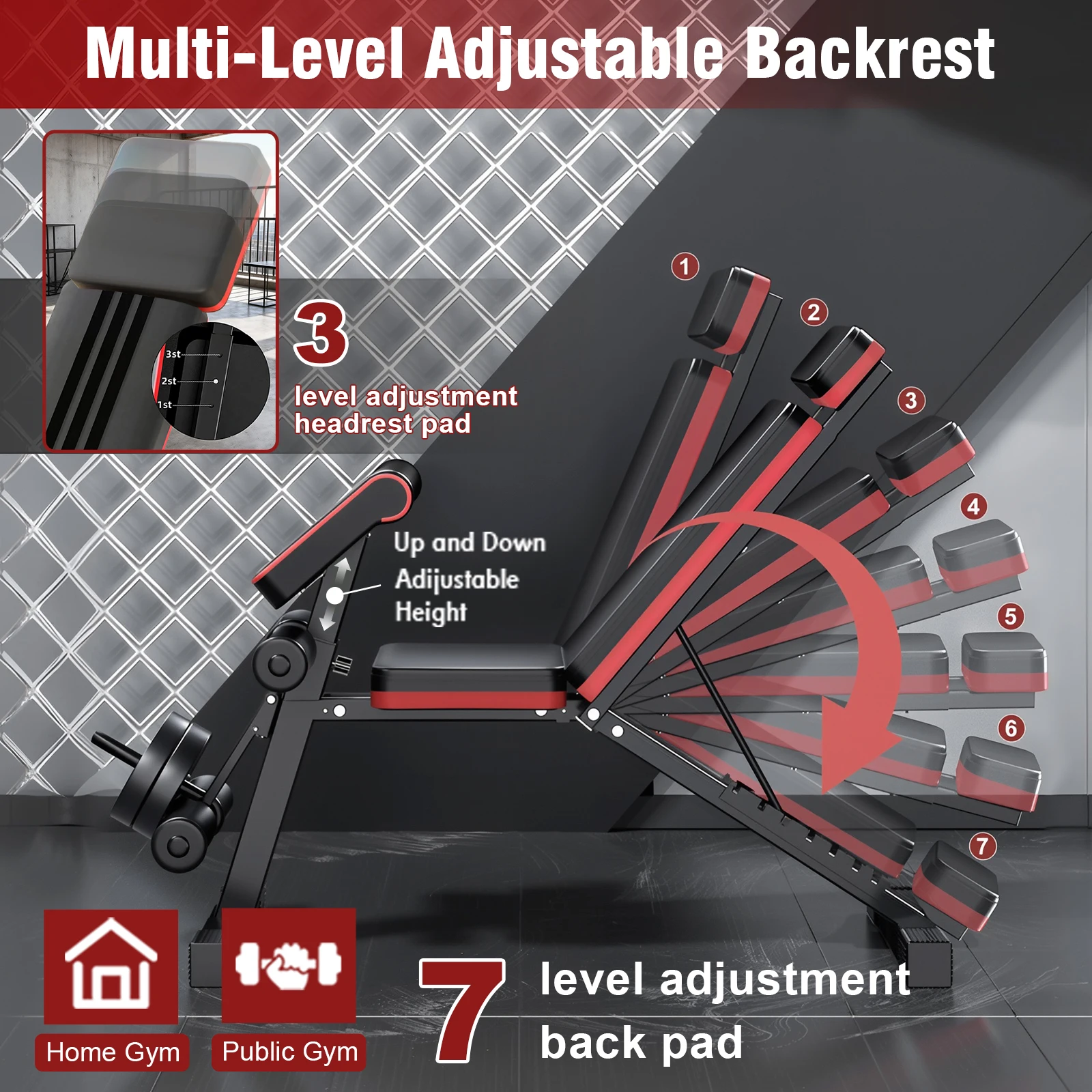 Foldable Adjustable Weight Bench – 7 Incline Levels, Leg Extension & Headrest - in use