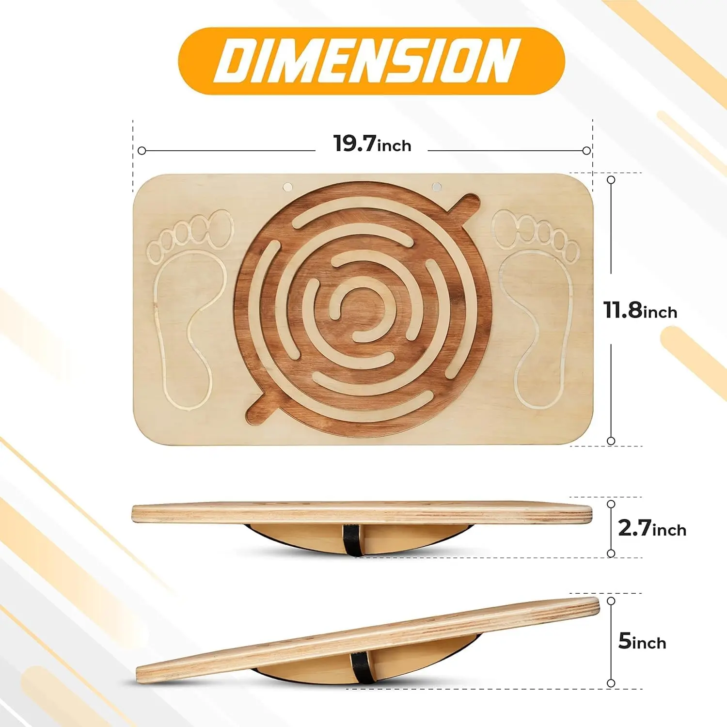 Wooden Balance Board – 350 lb Anti-Slip Wobble Board for Ankle Stability & Leg Training - in use