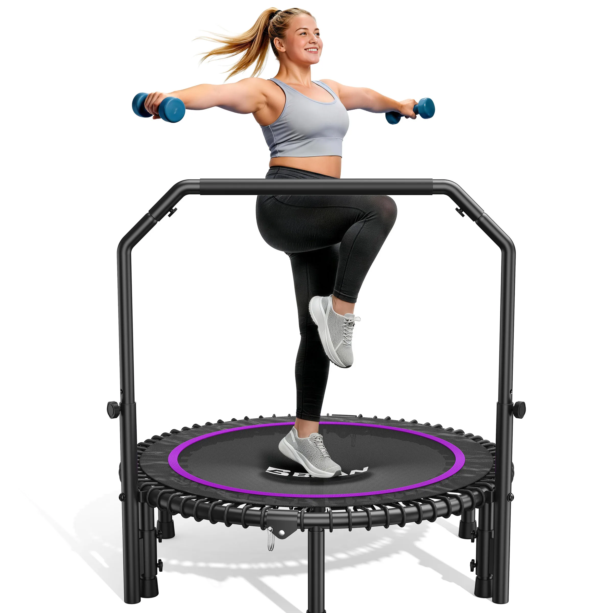 BCAN 40in Mini Rebounder Trampoline – Bungee Fitness Trampoline, 450lb - packaging