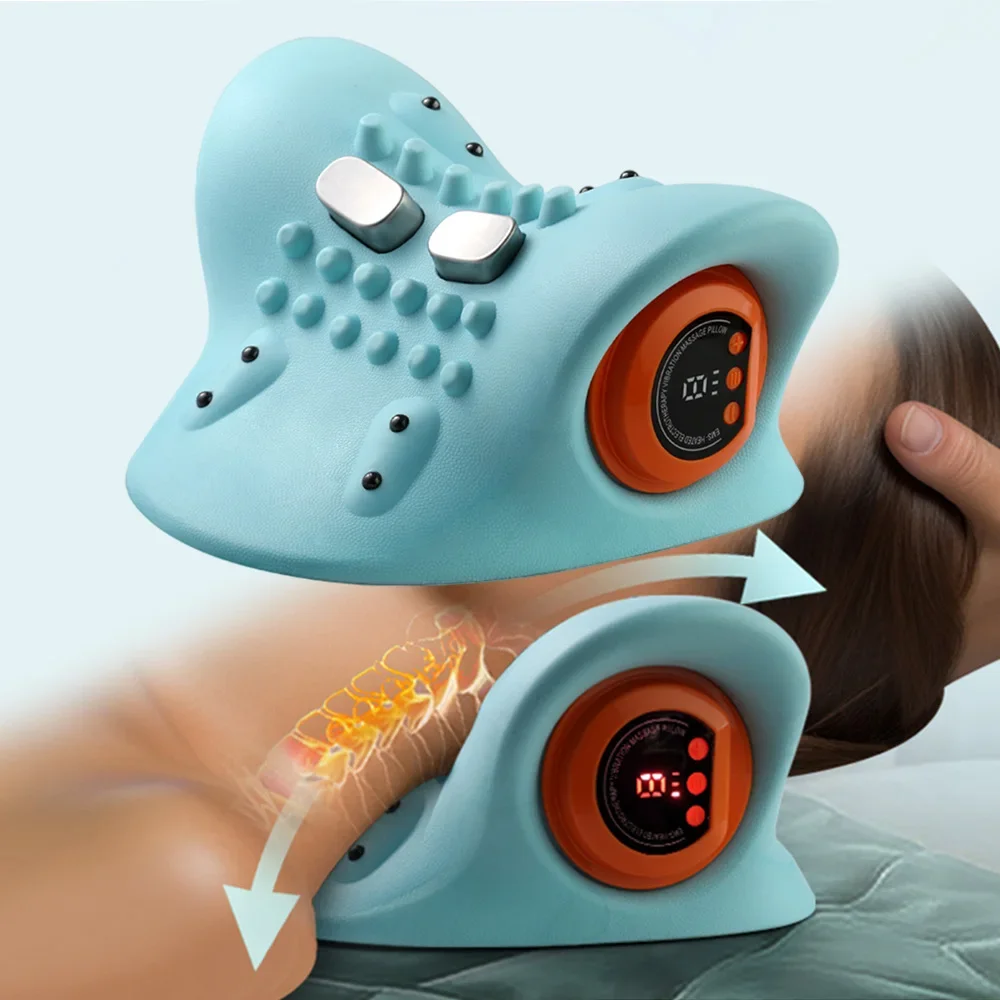 Electric Cervical Traction Pillow – Neck Stretcher with EMS Pulse & Vibration