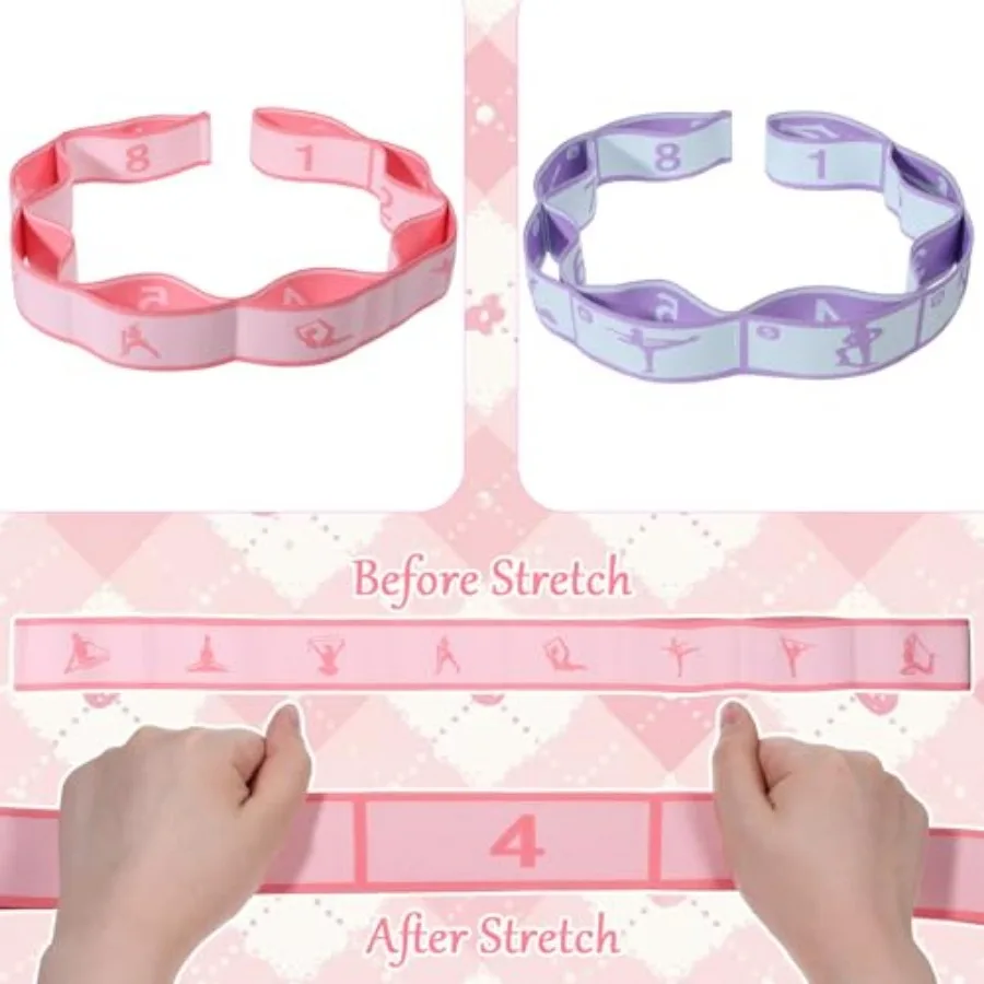 Adjustable Stretch Straps – 2pc Elastic Yoga Flexibility Bands - size and dimensions