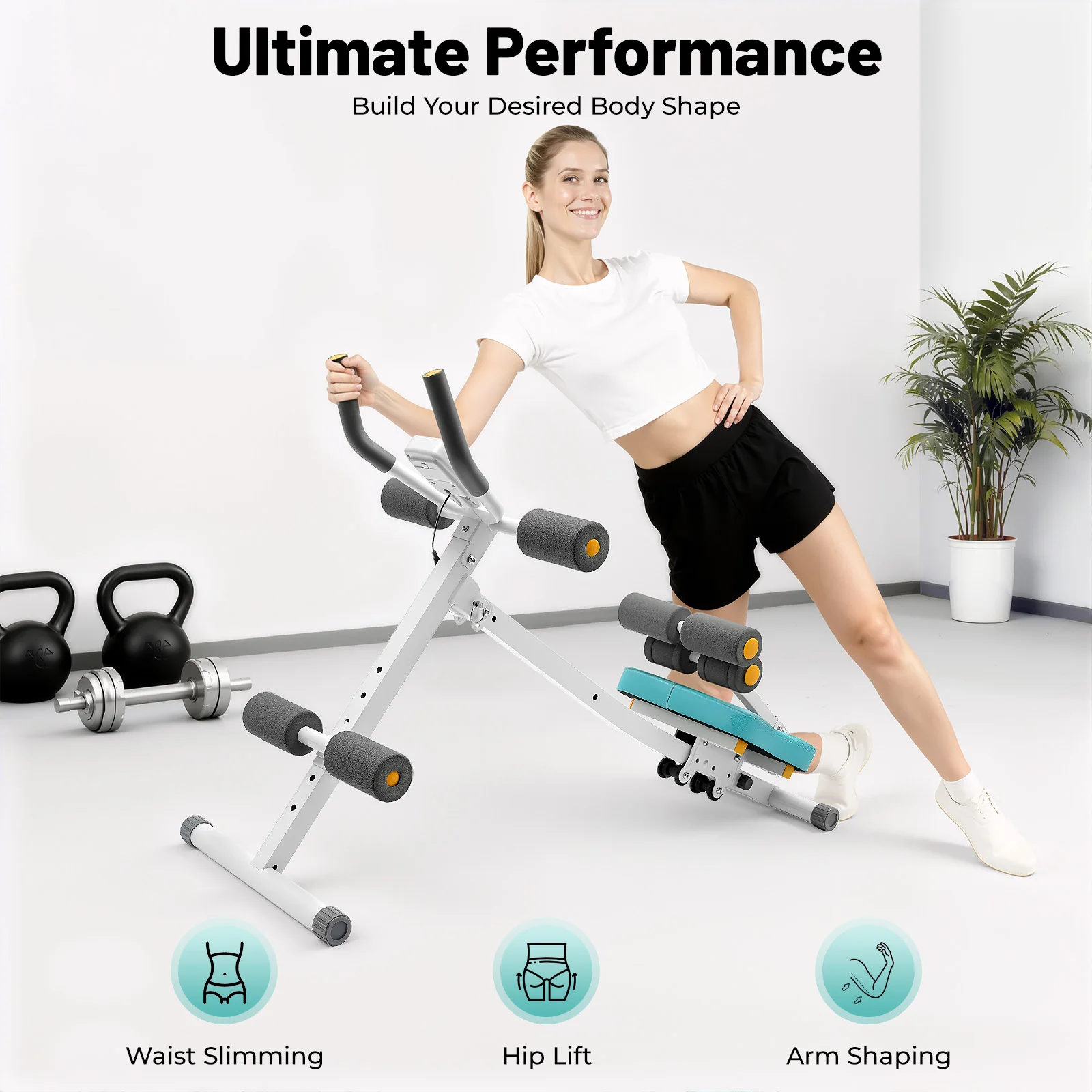 Foldable Ab Roller Machine – LCD Core Trainer, 265lb Capacity
