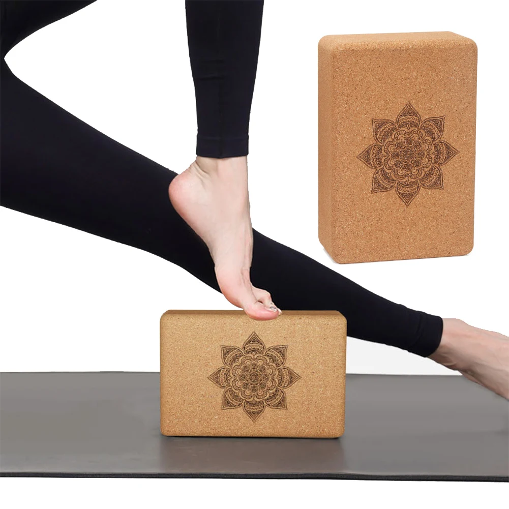 Cork Yoga Block 9x6x3" – Natural Non-Slip Brick for Stretching & Support - close-up detail