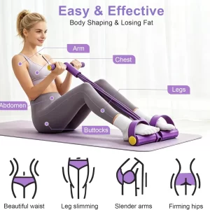 Four-Tube Pedal Resistance Band – Sit-Up & Full Body Tension Trainer