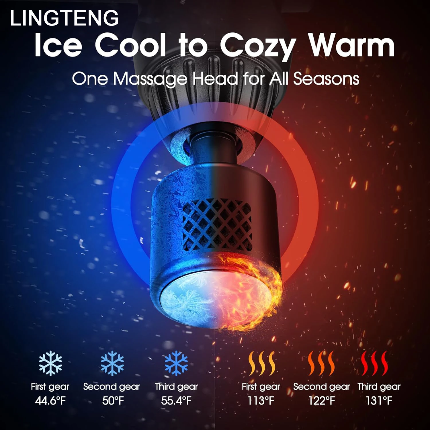 LINGTENG Massage Gun with Hot and Cold Functions Deep Tissue Back - size and dimensions