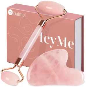 Rose Quartz Face Roller & Gua Sha Set – Cooling Facial Massage Tools
