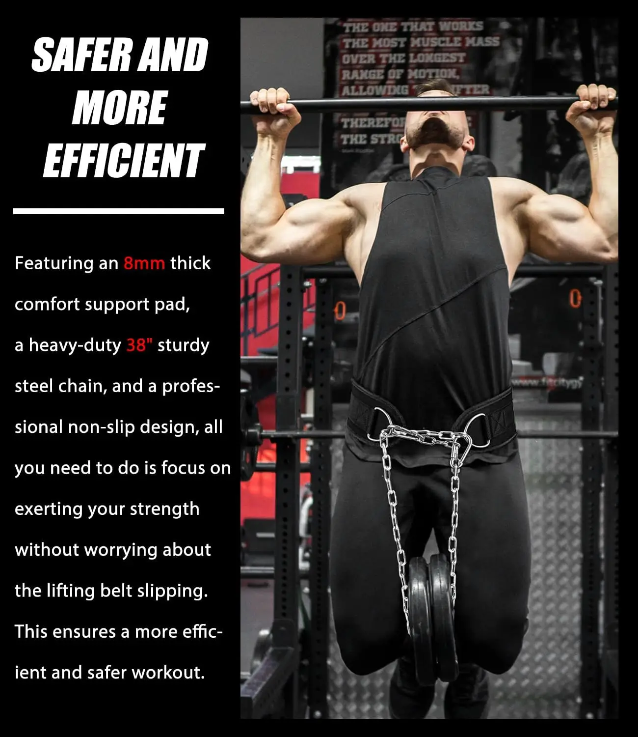 Weighted Dip Belt – Neoprene Waist Belt for Pull-Ups, Dips & Squats, 350lb Capacity - close-up detail