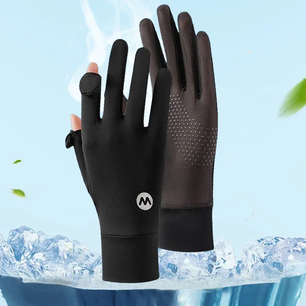 UV Protection Cycling Gloves – Ice Silk Touchscreen Sun Gloves for Women - close-up detail
