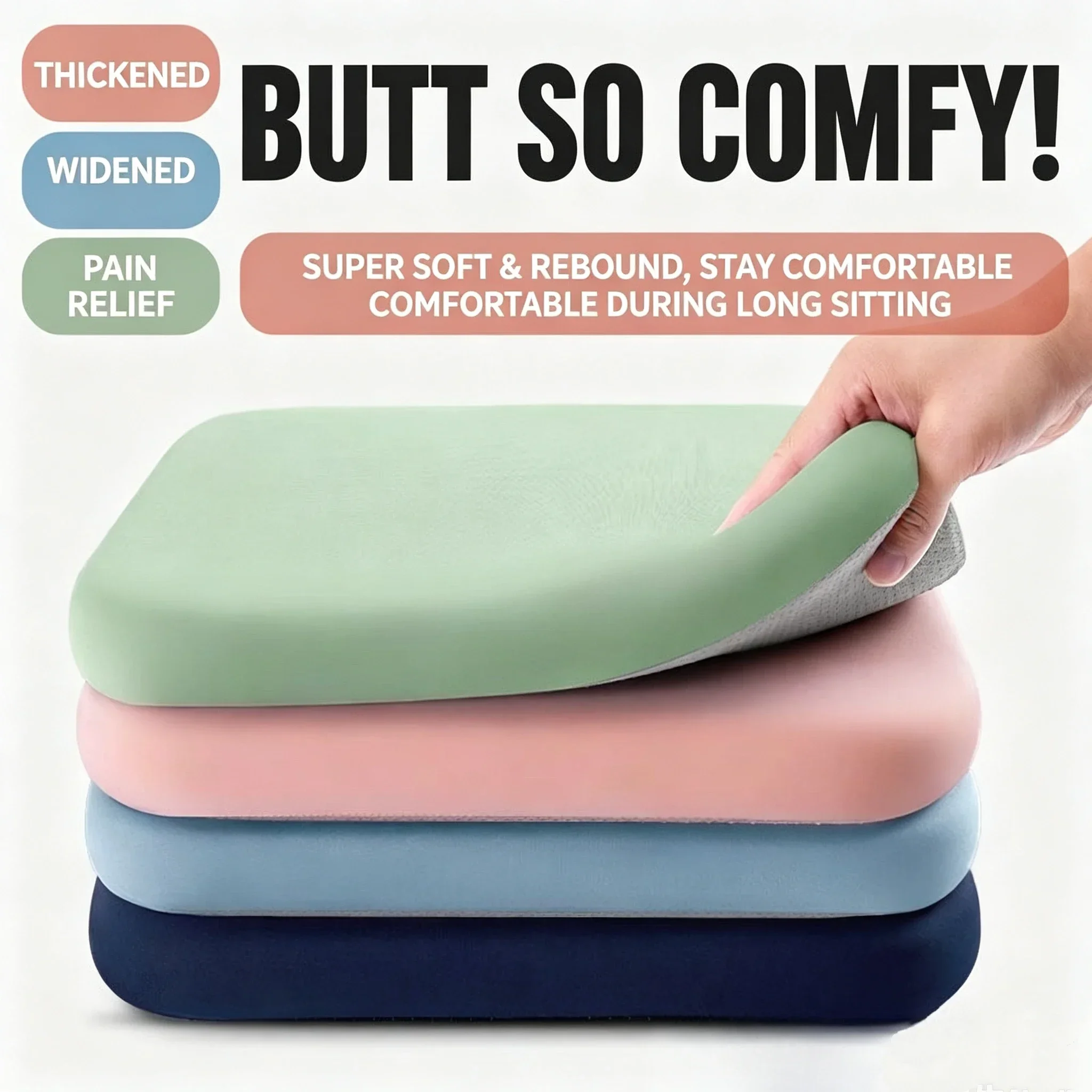 Thick Memory Foam Seat Cushion – Office Chair & Car Pad for Long Sitting