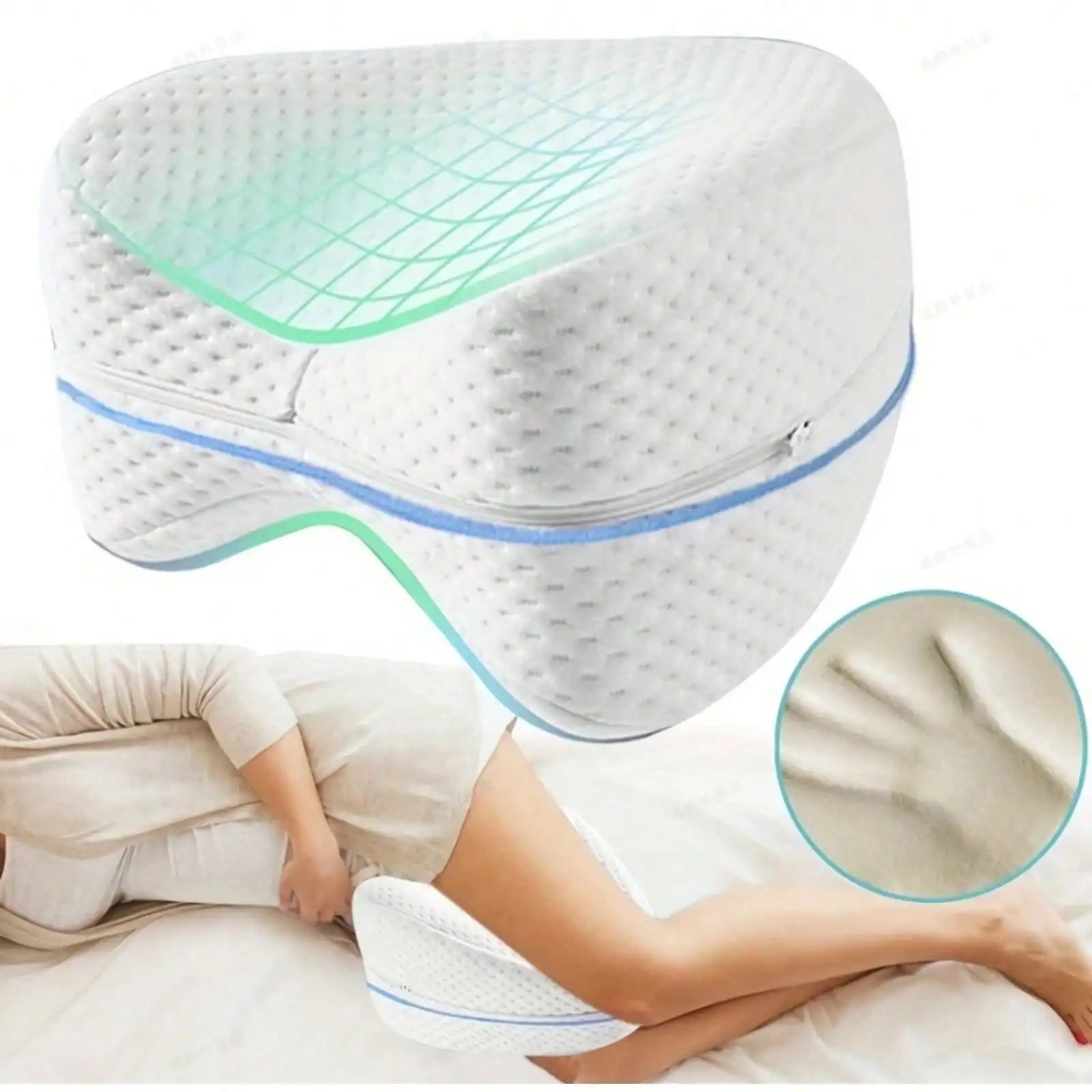 Memory Foam Knee Pillow for Side Sleepers – 14" Leg Support Cushion
