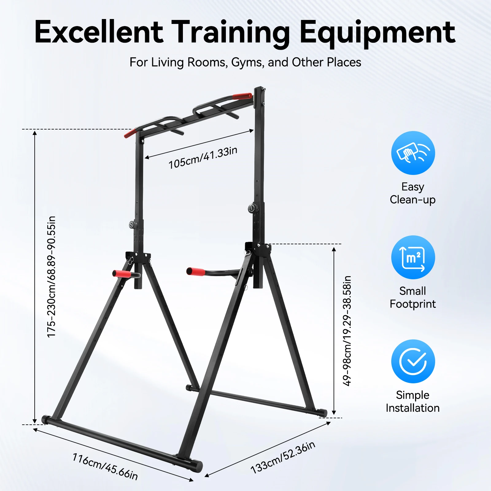 Adjustable Pull-Up Bar Station – Foldable 200kg Frame with Parallel Bars - close-up detail