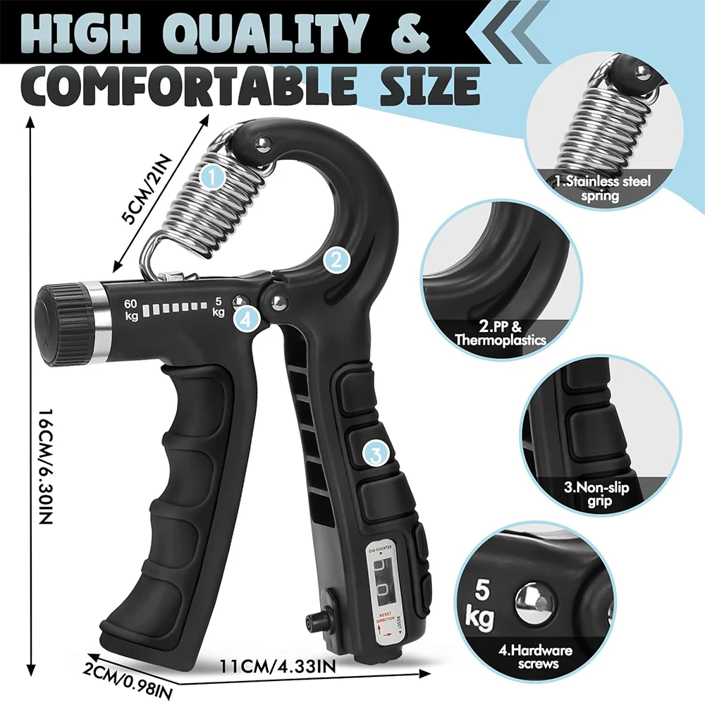 Adjustable Hand Gripper 5–60kg – Forearm & Grip Strength Trainer - close-up detail