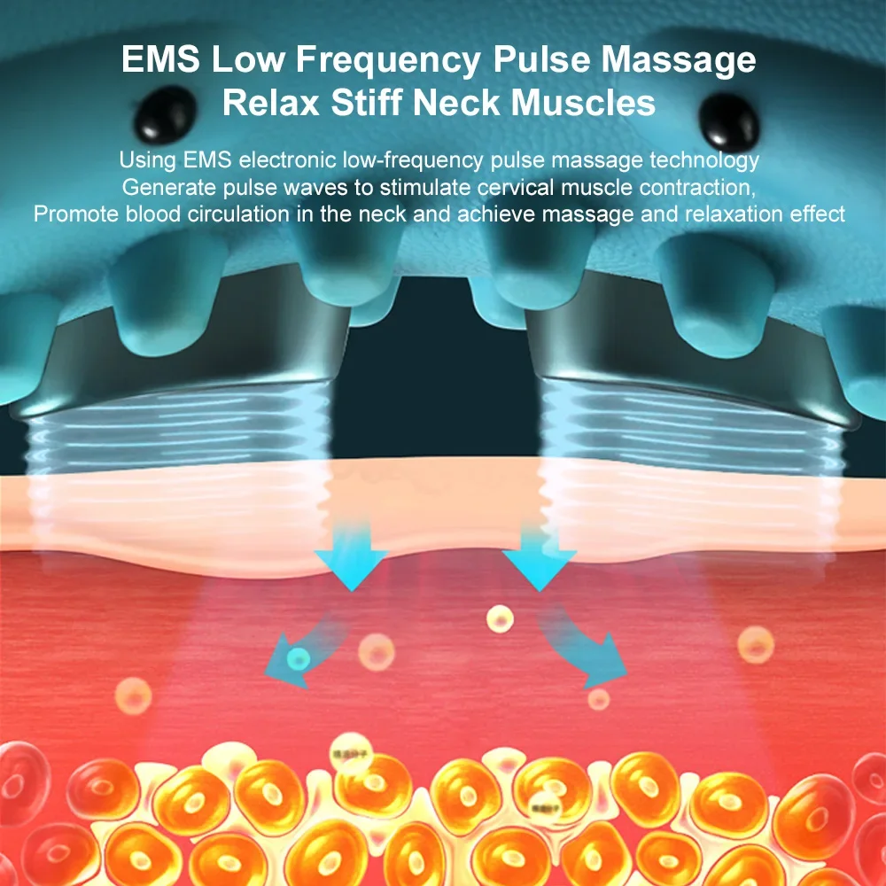 Electric Cervical Traction Pillow – Neck Stretcher with EMS Pulse & Vibration - in use