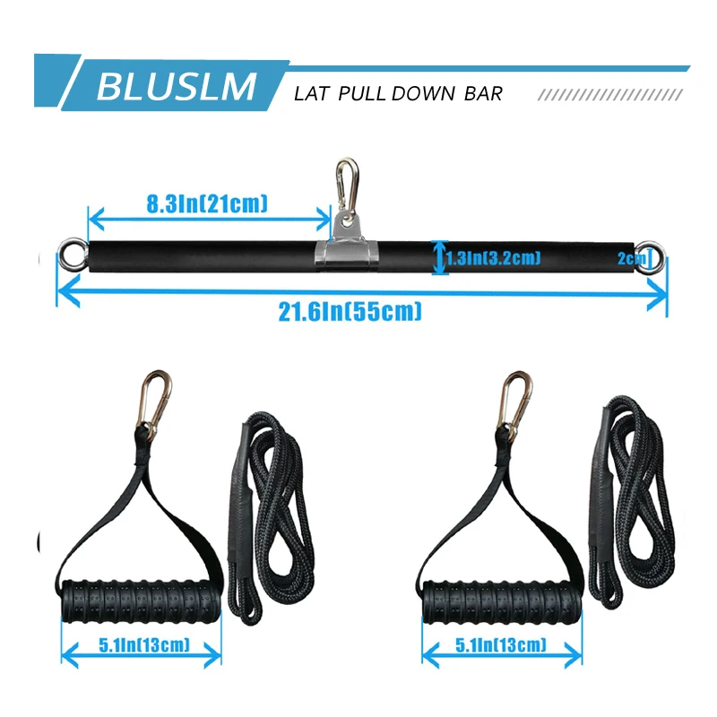 LAT Pulldown Bar Attachment – Straight Bar for Cables & Bands - in use