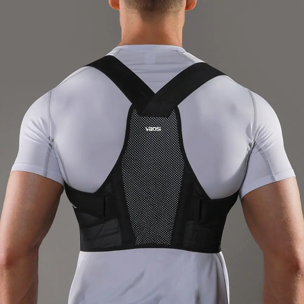 New Polyester Spandex Posture Corrector Black White Pink Adjustable Back Support - close-up detail
