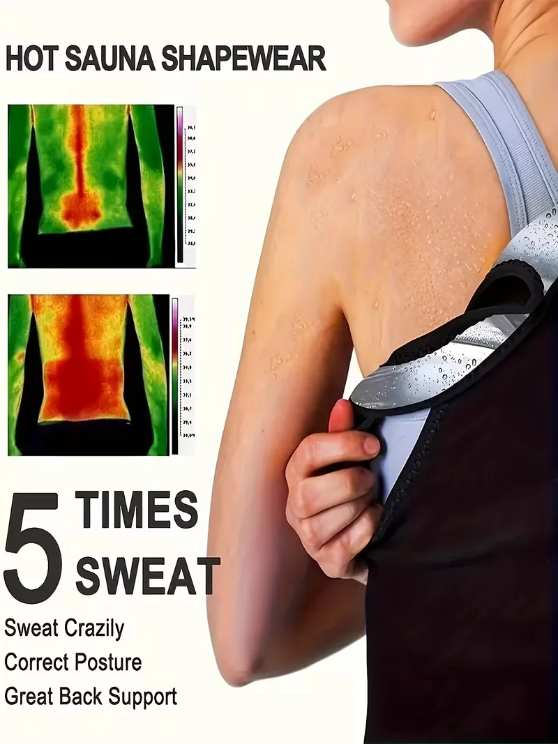 Sauna Suit Tank Top – Women’s Sweat Vest & Compression Workout Top - size and dimensions