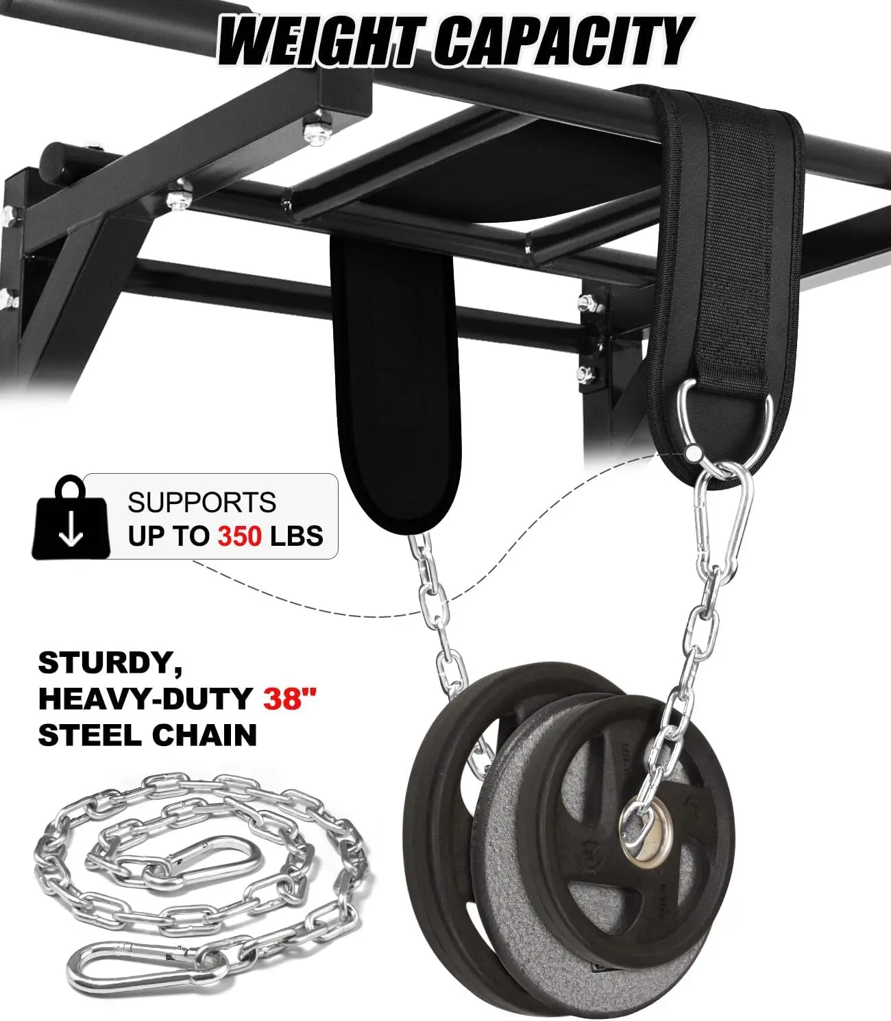 Weighted Dip Belt – Neoprene Waist Belt for Pull-Ups, Dips & Squats, 350lb Capacity - alternate view