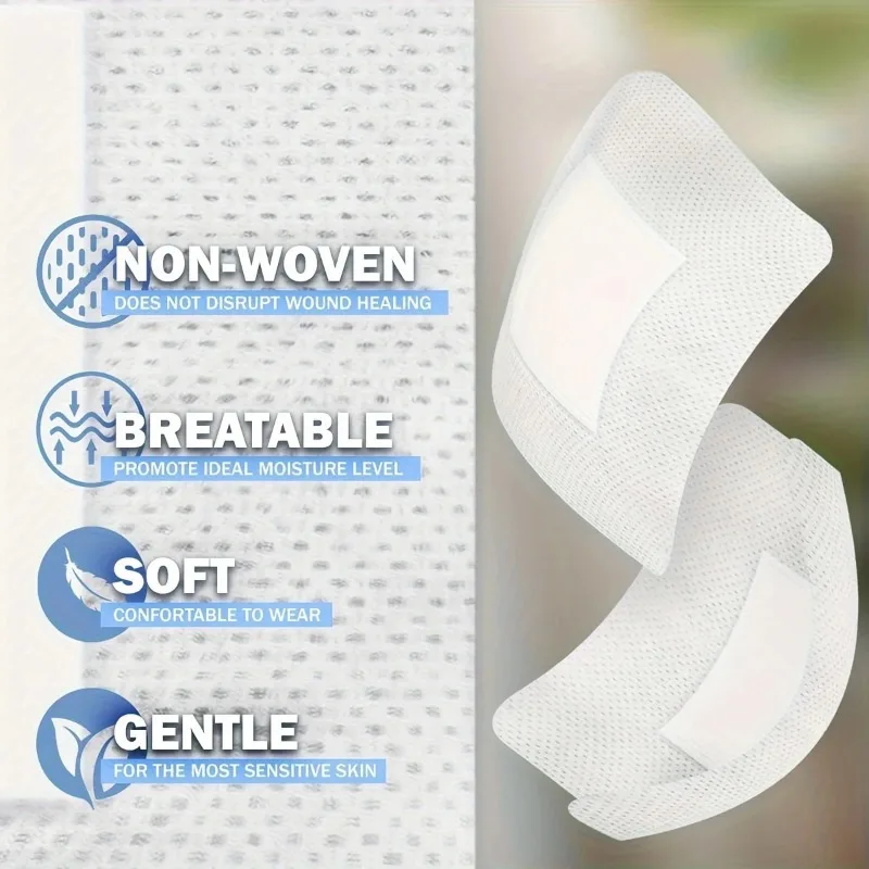Adhesive Bandages 50-Pack – Non-Woven, Easy-Tear Wound Dressings - size and dimensions