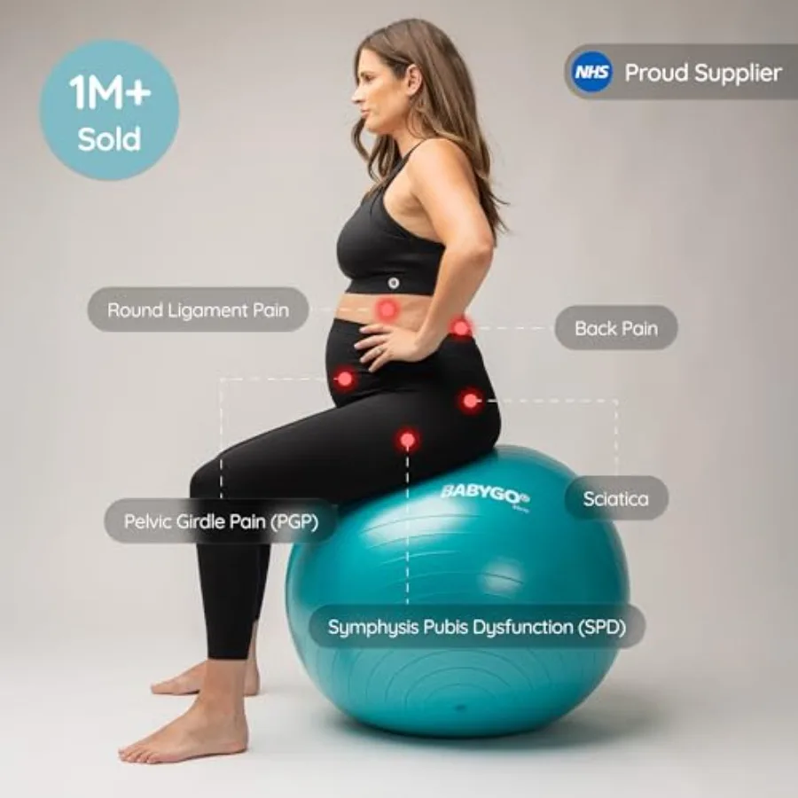 Birthing Ball with Guide Book – Pregnancy Yoga, Labour & Postnatal Exercise Ball - in use
