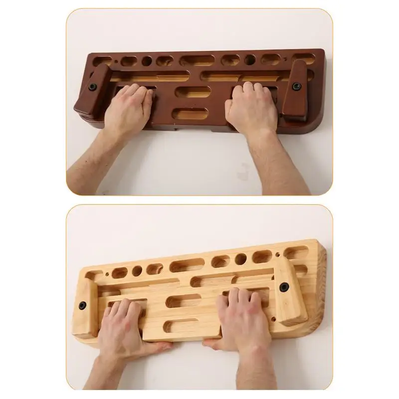 Wooden Climbing Hangboard – Non-Slip Fingerboard Grip Strength Trainer - in use