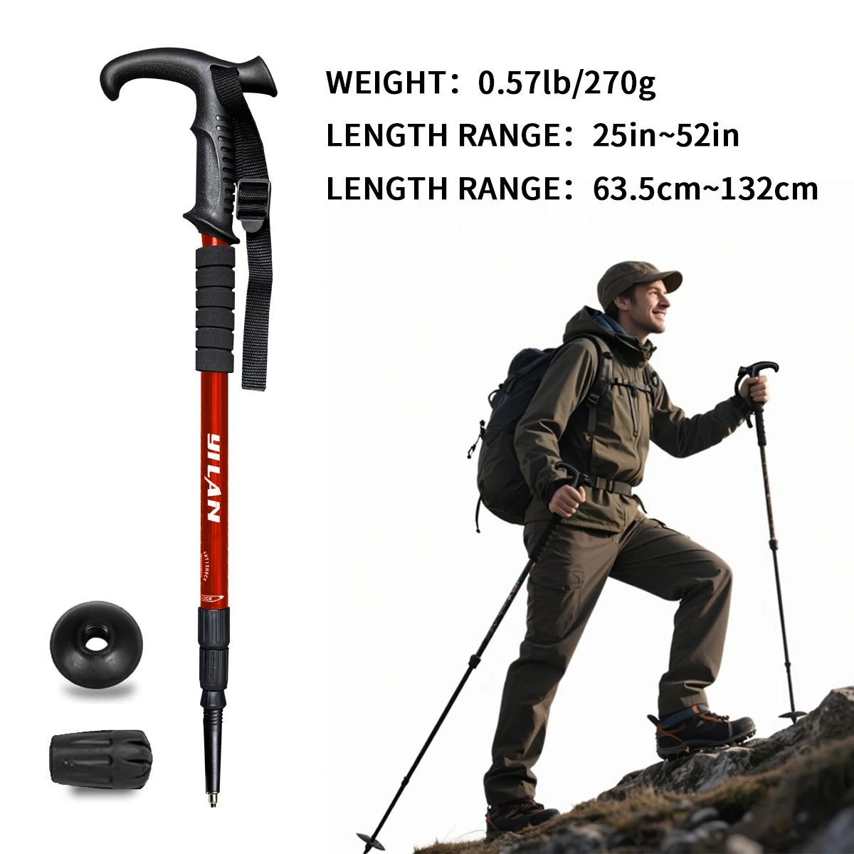 Ultralight Aluminium Trekking Poles – Anti-Shock Quick-Lock Hiking Poles - color options