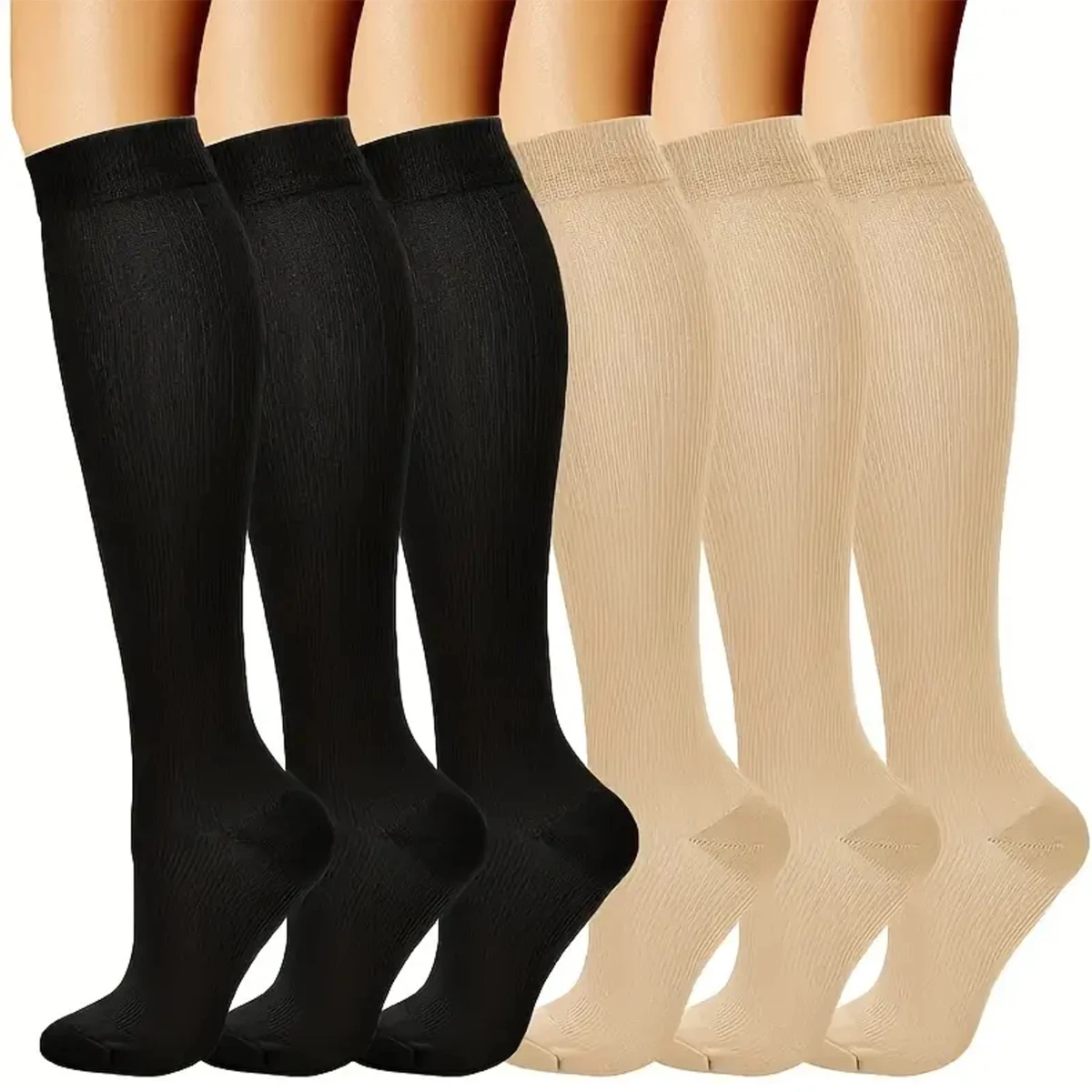 Compression Socks 6 Pairs – Graduated Support for Nurses, Travel & Runners - detail view