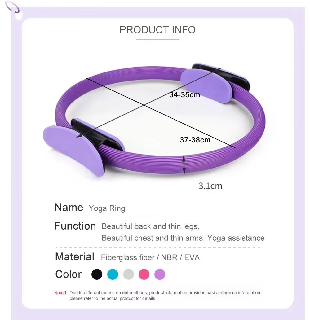 Pilates Ring – Yoga Fitness Circle for Inner Thigh, Core & Glute Training - color options