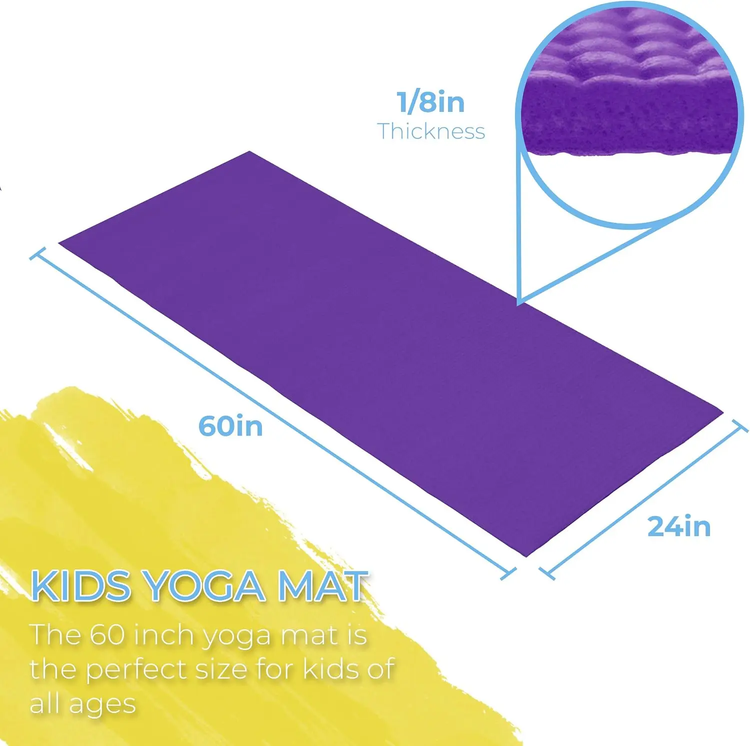 Kids Yoga Mats 10 Pack – 60"x24" 4mm Non-Slip Exercise Mats for Schools - alternate view