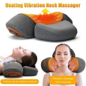 Cervical Neck Traction Pillow with Heat & Vibration – Electric Neck Massager