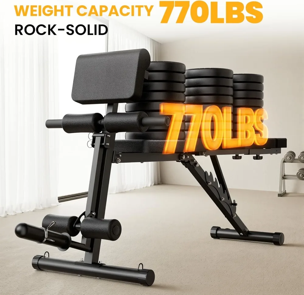 Adjustable Weight Bench – Foldable Incline Decline Flat with Leg Extension - alternate view