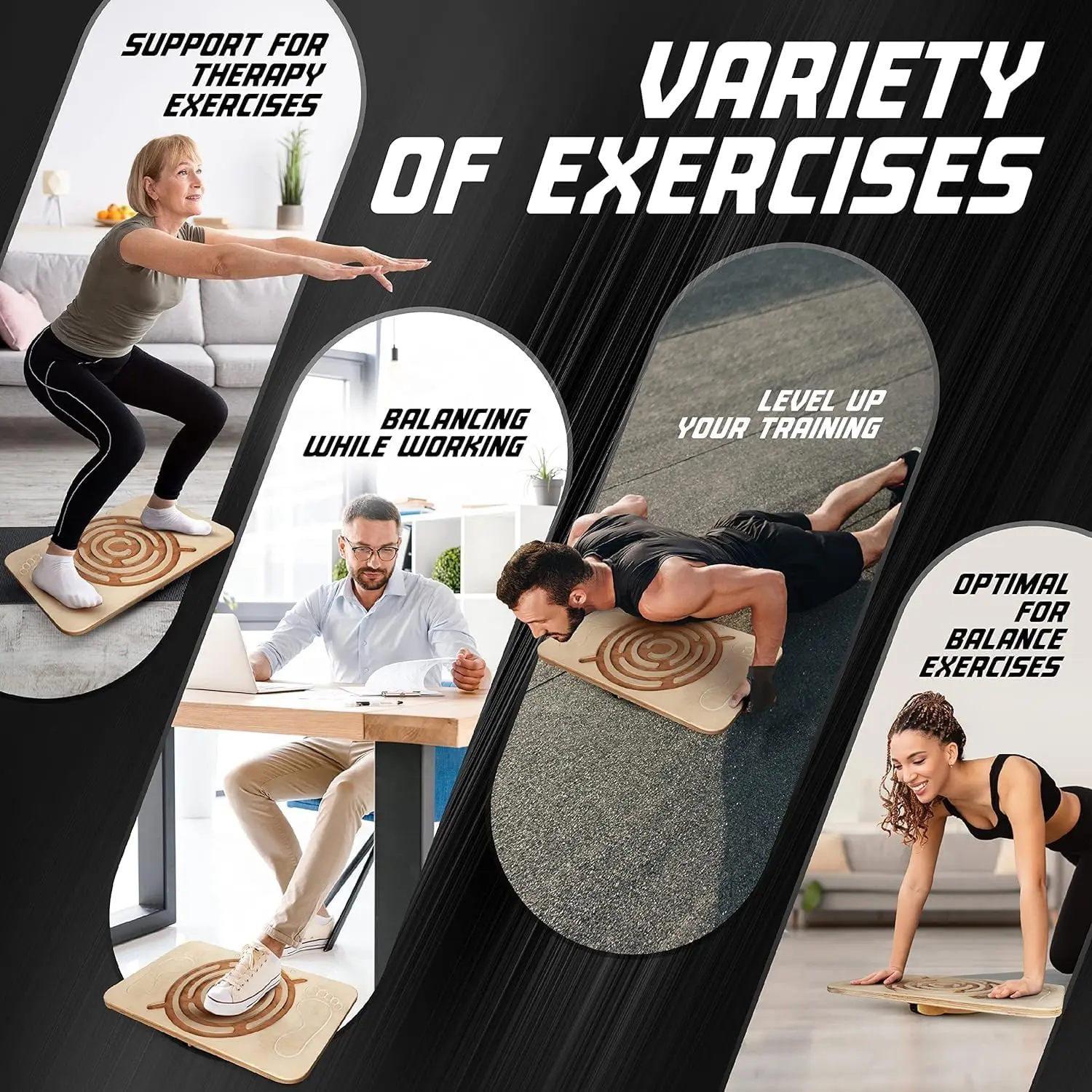 Wooden Balance Board – 350 lb Anti-Slip Wobble Board for Ankle Stability & Leg Training - size and dimensions