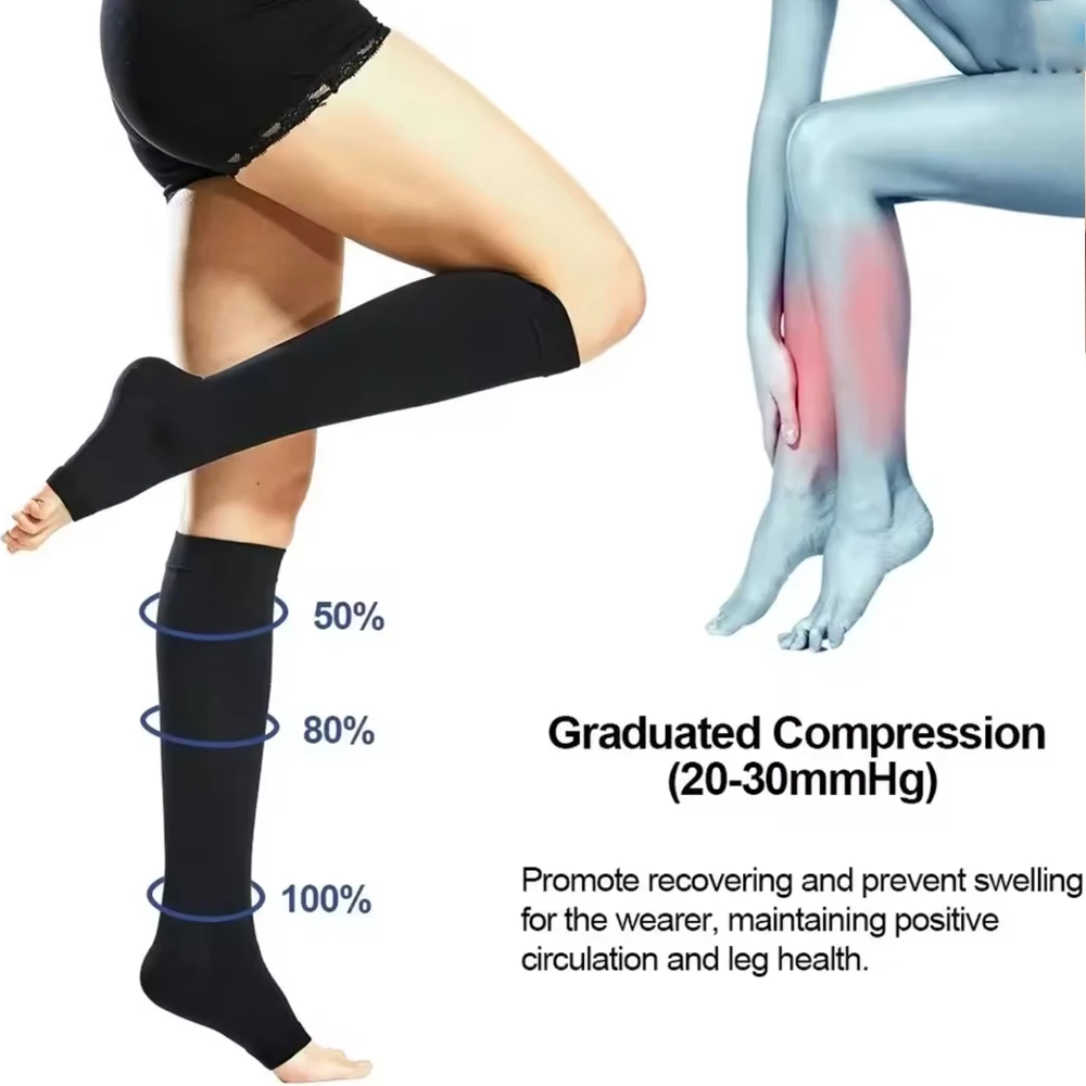Medical Calf Compression Stockings – Graduated Support for Varicose Veins - color options