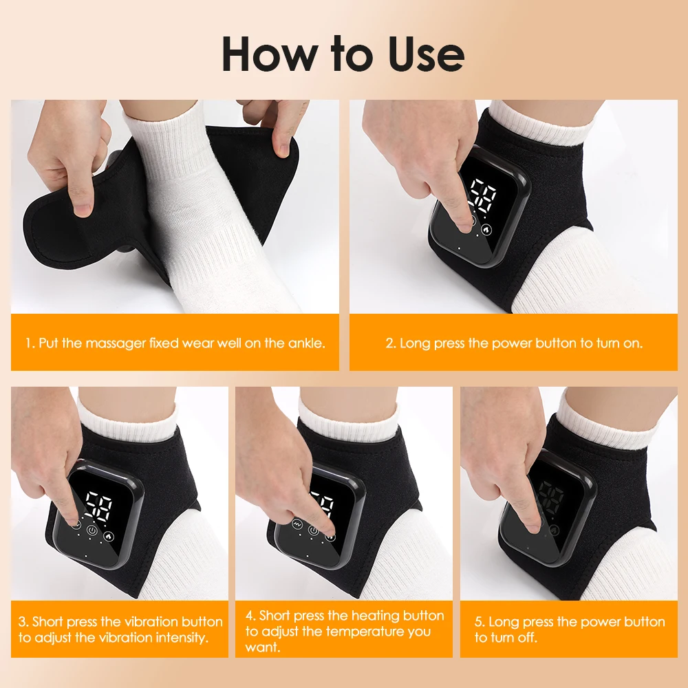 Heated Ankle Brace Massager – Cordless Rechargeable Ankle Wrap - color options