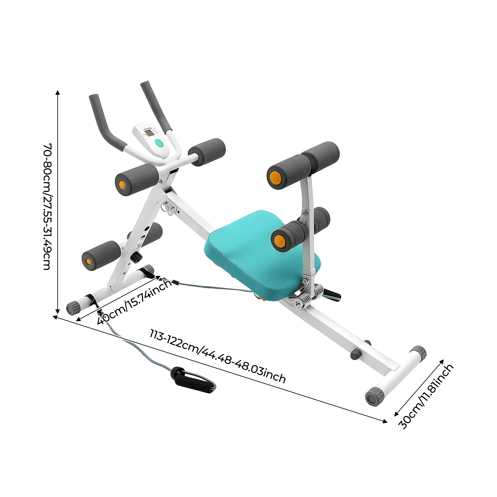 Home Ab Roller Machine Foldable Core Trainer with LCD Display 120kg - side view