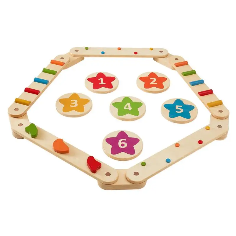 Wooden Balance Stepping Stones Set of 6 – Kids Coordination & Balance - close-up detail