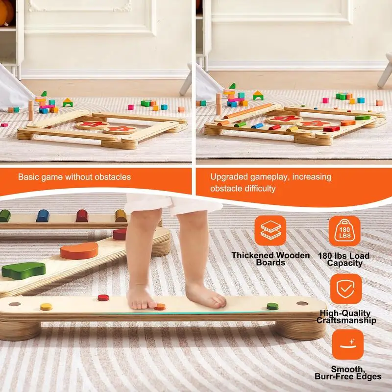 Wooden Balance Stepping Stones Set of 6 – Kids Coordination & Balance - detail view
