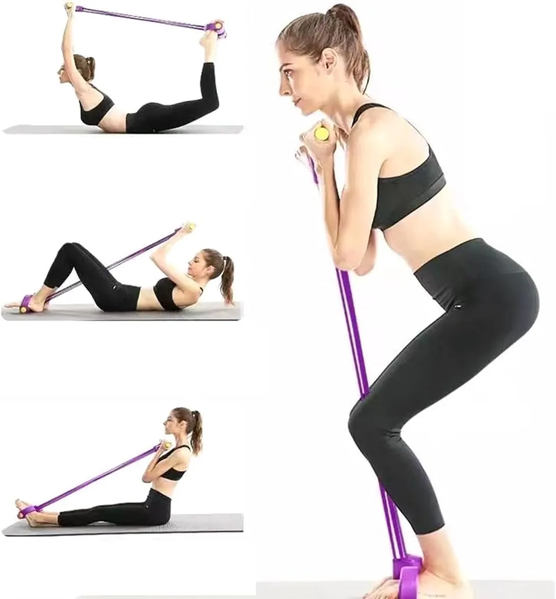 6-Tube Resistance Band Set with Handles & Foot Pedal – Full-Body Home Gym