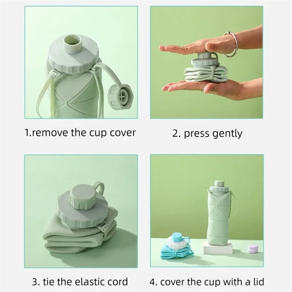 Collapsible Silicone Water Bottle – Foldable Flask for Hiking & Travel - in use