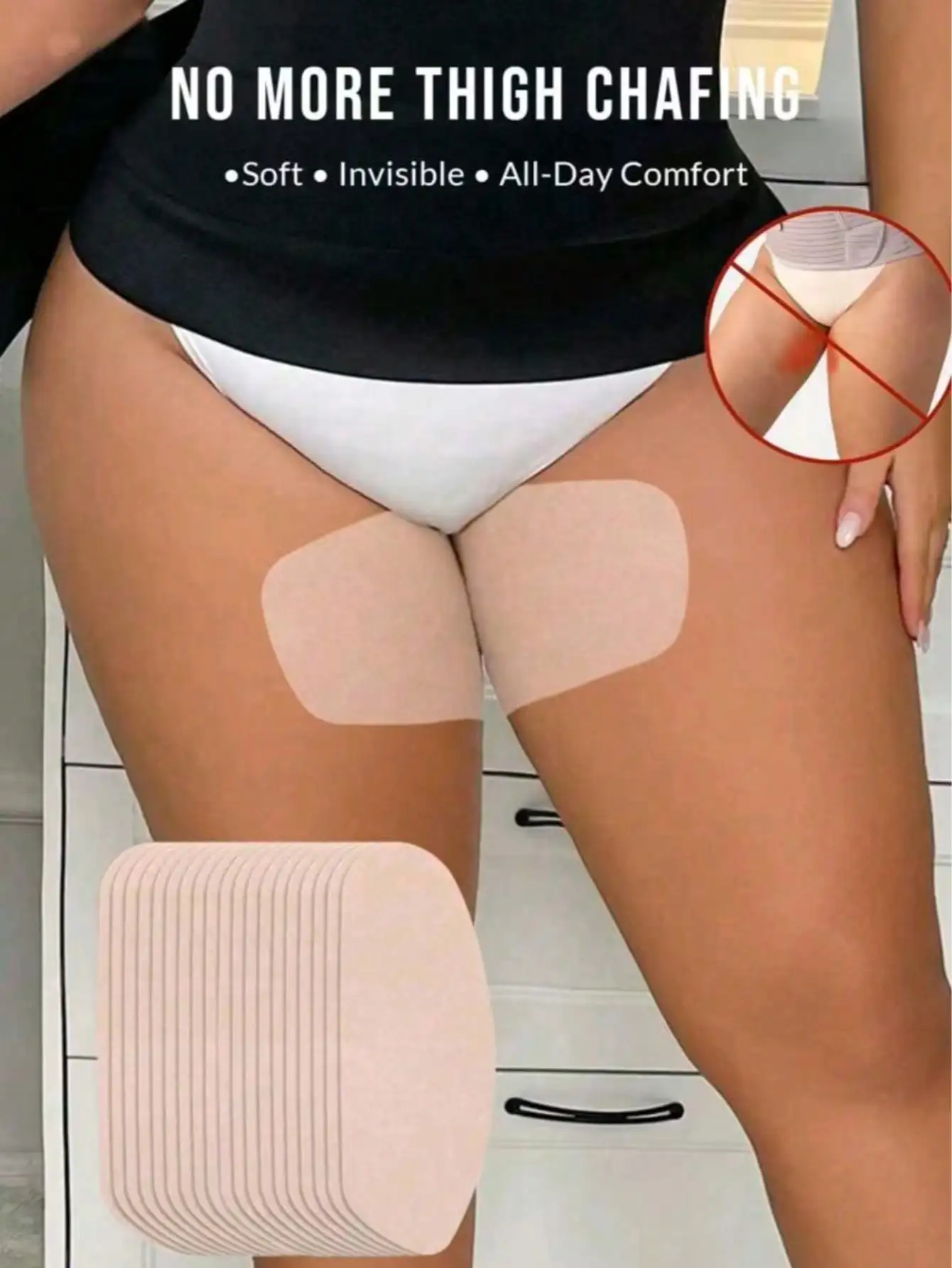 Anti-Chafe Thigh Patches (10-Pack) – Invisible Inner-Thigh Friction Guards - detail view