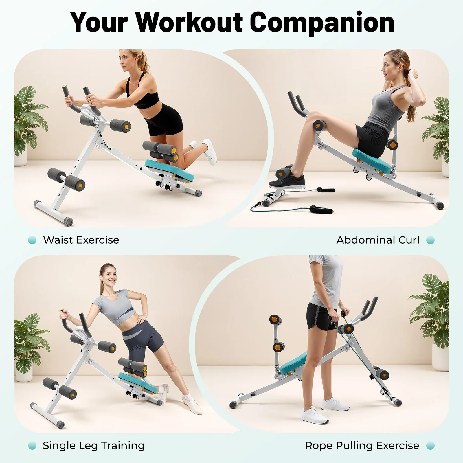 Home Ab Roller Machine Foldable Core Trainer with LCD Display 120kg - size and dimensions