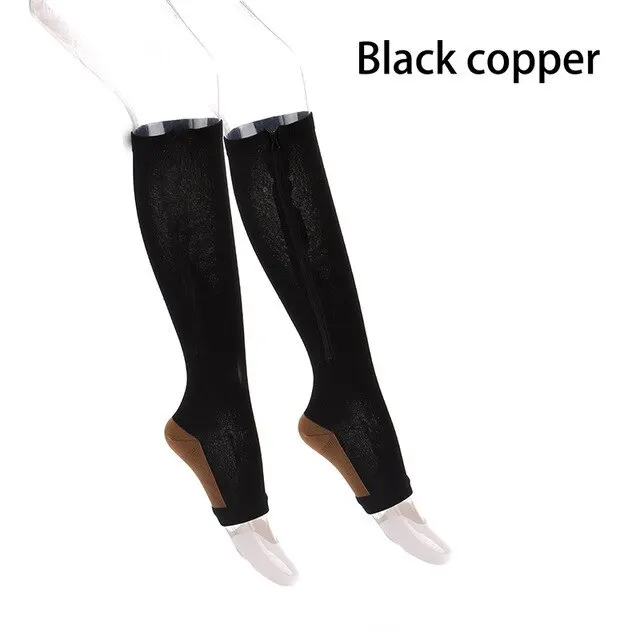 Zipper Compression Socks – Open Toe Graduated Support for Tired Legs - detail view